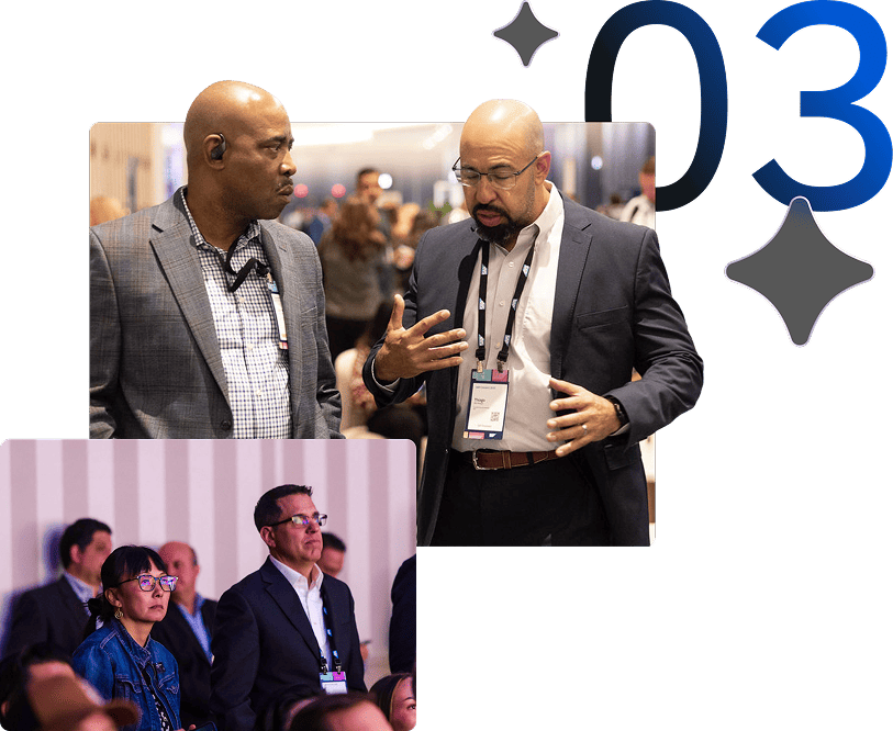Illustration of peer networking and AI strategy discussions