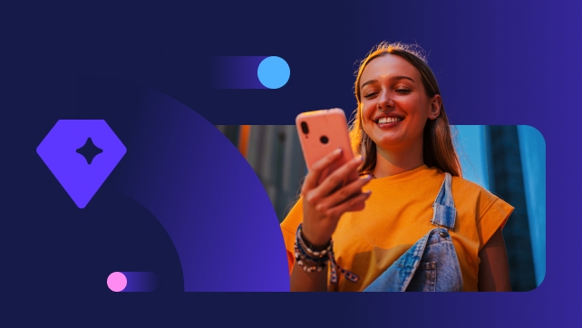 Real young adult woman using a cellphone at night. Happy female having fun with a smartphone social media app at dusk. Teenage girl browsing on internet with a mobile phone application at evening.