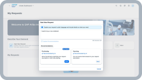 截图:SAP Ariba Intake Management 解决方案的门户,其中包含与 Joule 的聊天窗口。