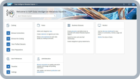 SAP Data Intellegence software leveraging machine learning technology showcasing a metadata explorer dashboard