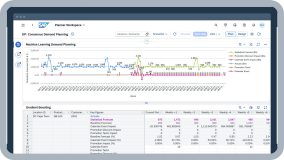 Screenshot of planner workspace displaying machine learning demand planning and gradient boosting