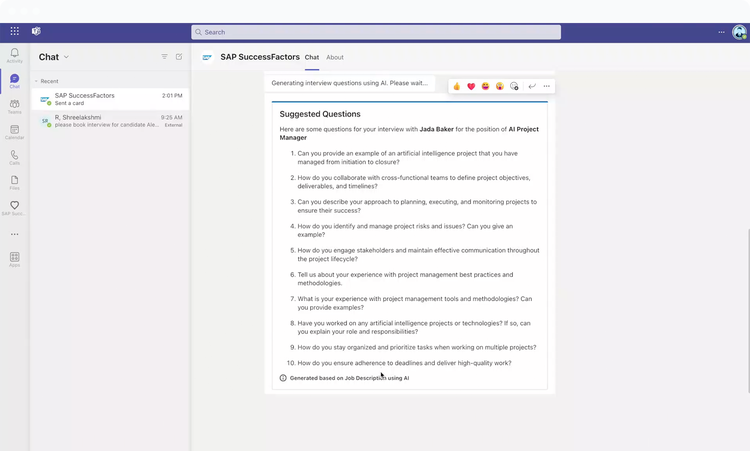 SAP SuccessFactors Recruiting, Interview Questions Generation