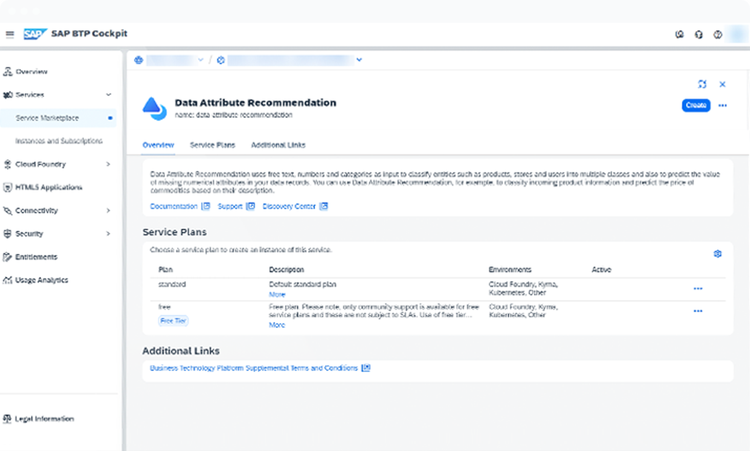 Screenshot of Data Attribute Recommendation interface