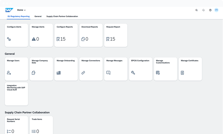 SAP Traceability Hub dashboard