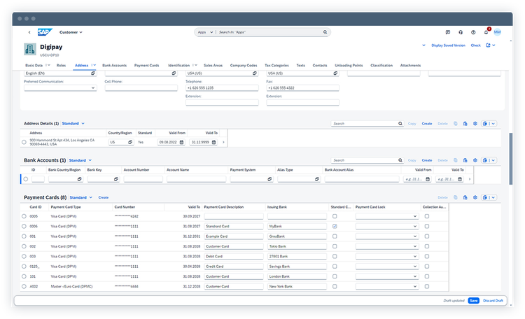 Image of card payment layout