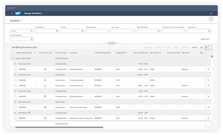 Receive self-billing transmissions automatically