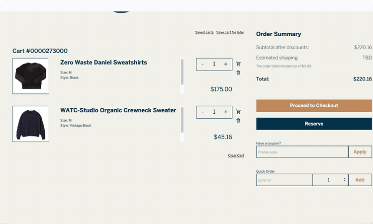 Checkout page of the system.