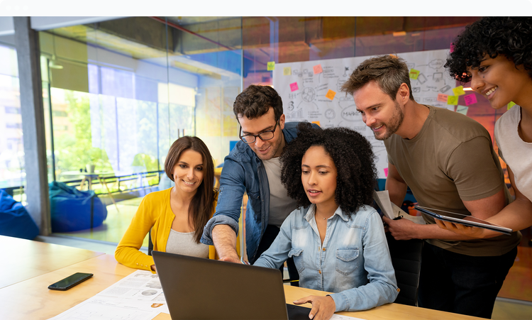 Group of people working together in office