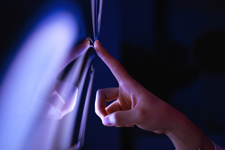 Close-up of clicking on computer screen, transforming the business document on display