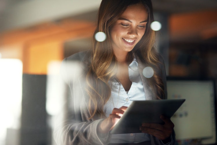 Woman working on her laptop computer