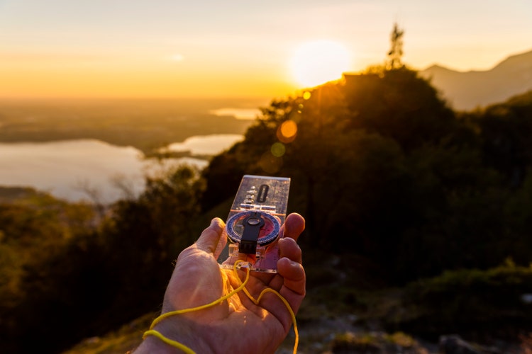 Compass For Hiking in Hand